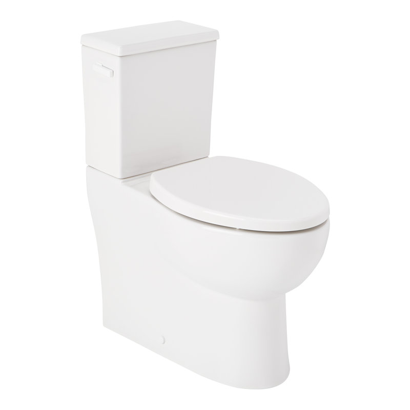 Lavrik Two-Piece Skirted Elongated Toilet with Reversible Tank - White Handle, White
