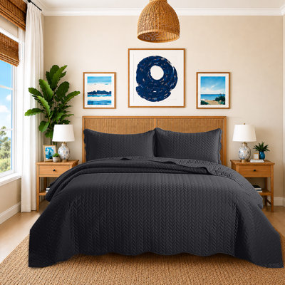 California King Embossed Microfiber Coverlet Set – Lightweight & Oversized Bedding Set