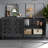 60" Antique Buffet Cabinet With Floral Carvings With Solid Wood Legs & Antique Brass Handles & Adjustable Shelves, TV Stand For 65''+ TV, Sideboard For Living Room,Dining Room