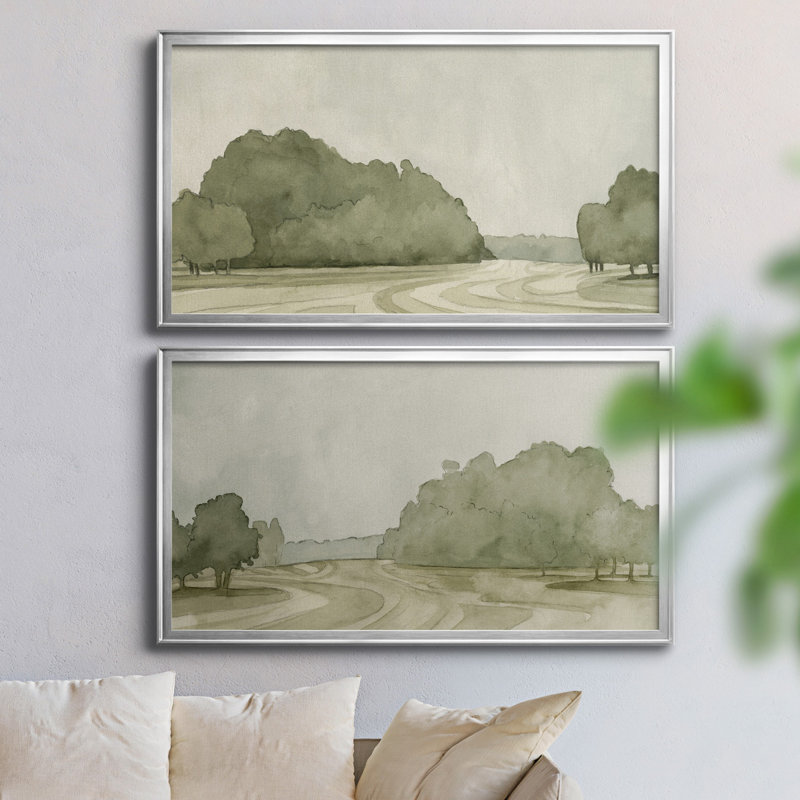 On Course I - Ensemble de 2 peintures sur toiles encadrées, H 21 po x l 18,5 po x P 1 po, Cadre argenté