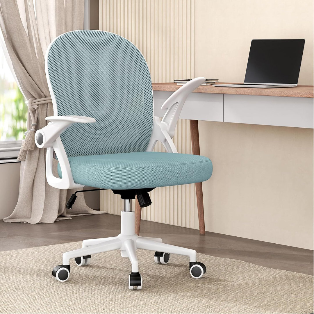 Ergonomic Mesh Desk Chair, Swivel Office Chair with Flip-Up Armrests, Medium Size