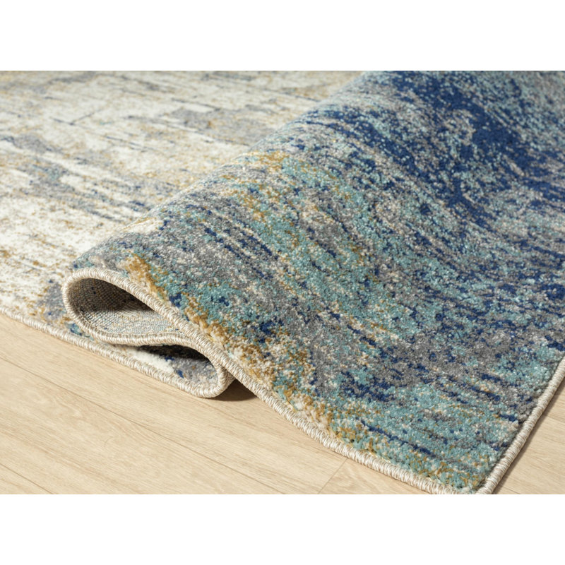Tapis bleu abstrait Milan Collection