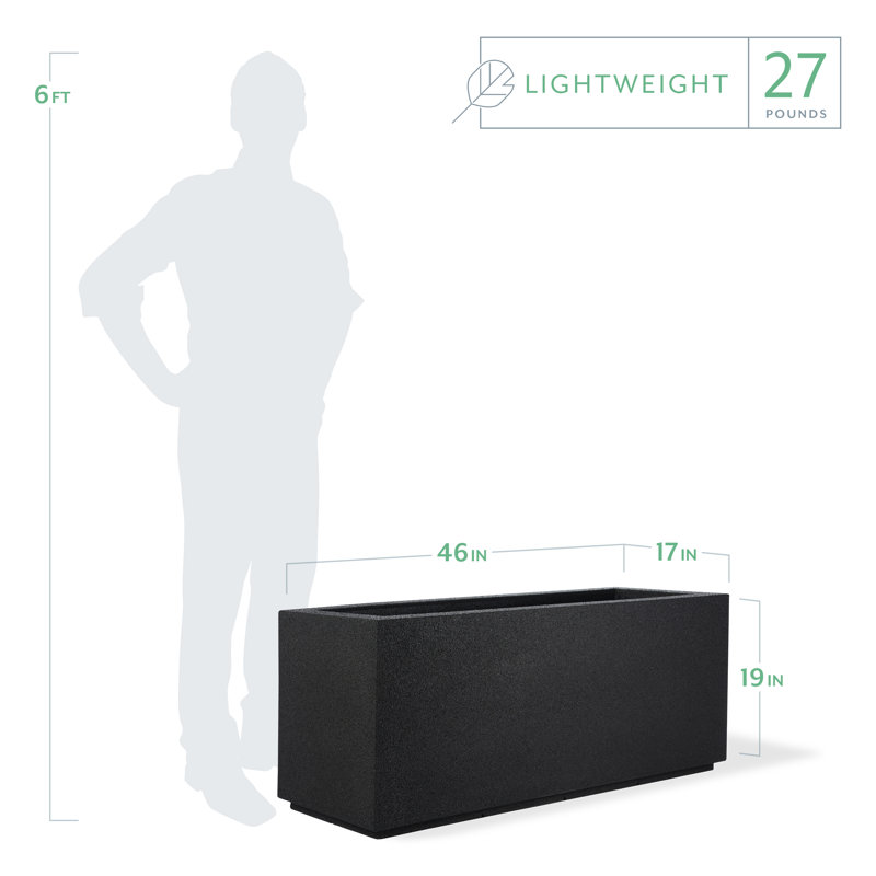 Milan Tall Polymer Box, 19"H x 46"W x 17"D, Black Granite