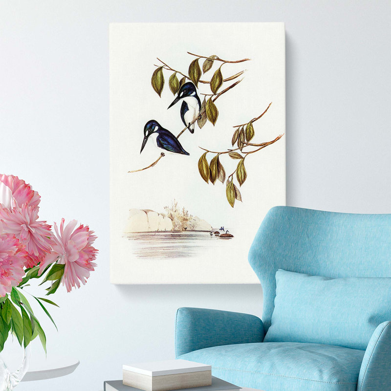 Little Kingfishers by Elizabeth Gould - Wrapped Canvas, 76cm H x 50cm W x 3cm D