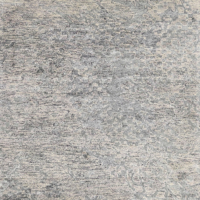 Tapis contemporain gris / argent, Carré 6 pi x 6 pi