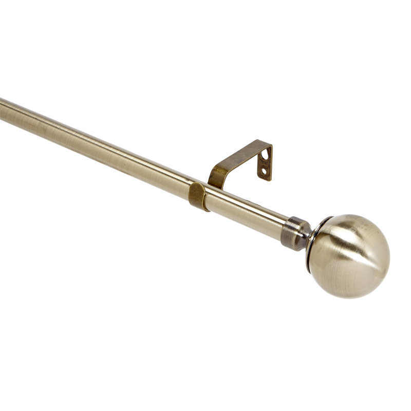 Cherell Adjustable Single Curtain Rod, 5.91" H x 33.19" W x 8.47" D, Antique Brass
