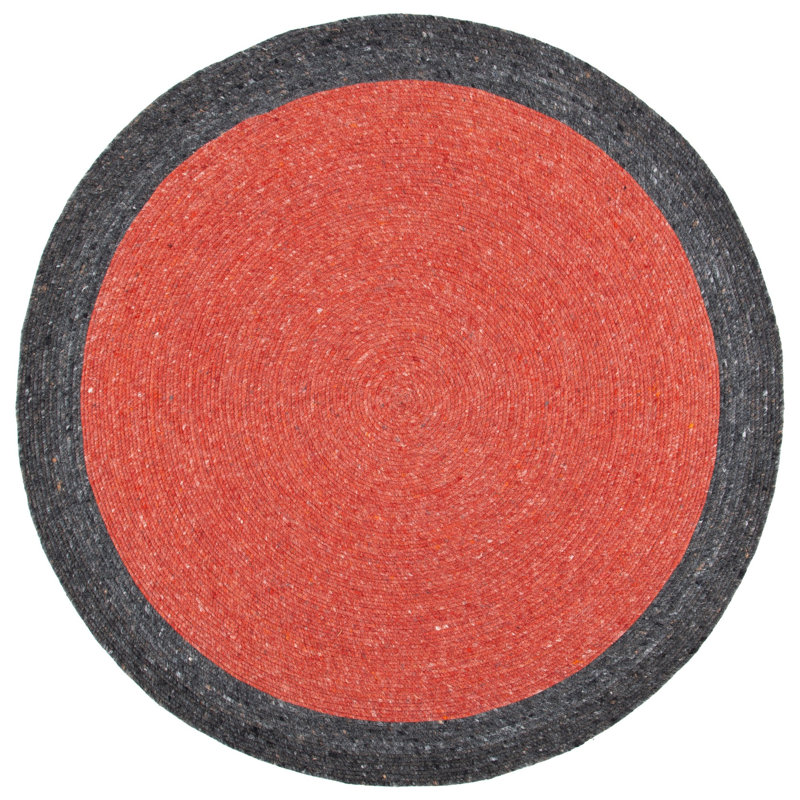 Nunley Hand Woven Wool/Cotton Rug in Red, Round 4'