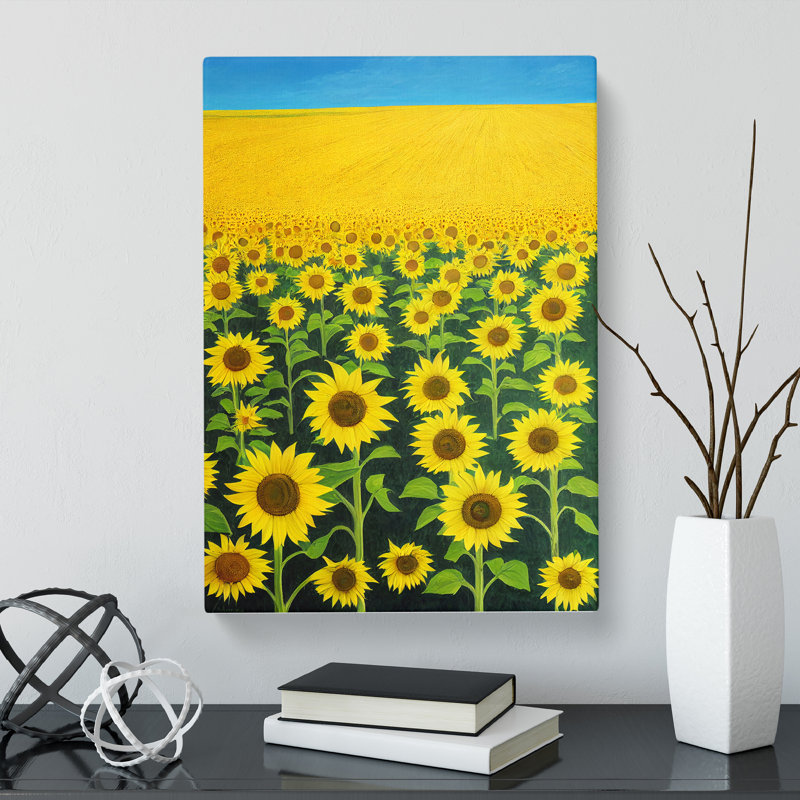Ravena Sunny Sunflower Field - Wrapped Canvas, 76cm H x 50cm W