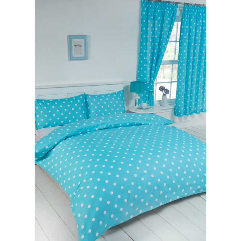 Polka Dot Rizo Duvet Cover Set, Double Duvet Cover + 2 Standard Pillowcases, Duck Egg