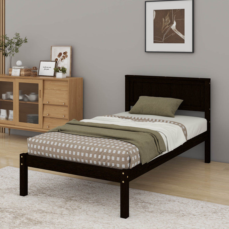 Platform Bed With Headboard, Twin, Espresso
