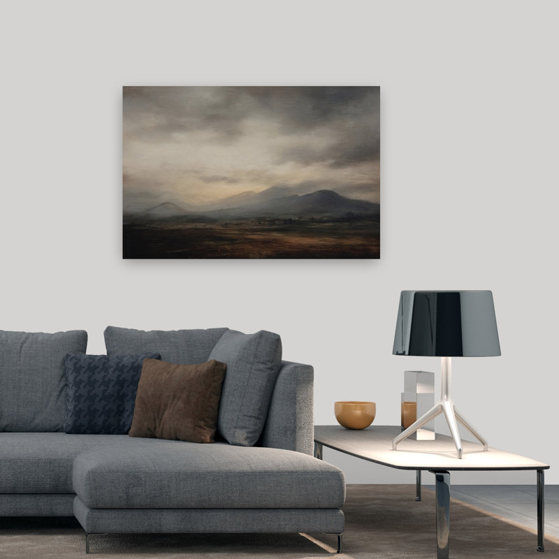 Impression d'art contemporain abstrait Moody Vista IV, 32" H x 48" W