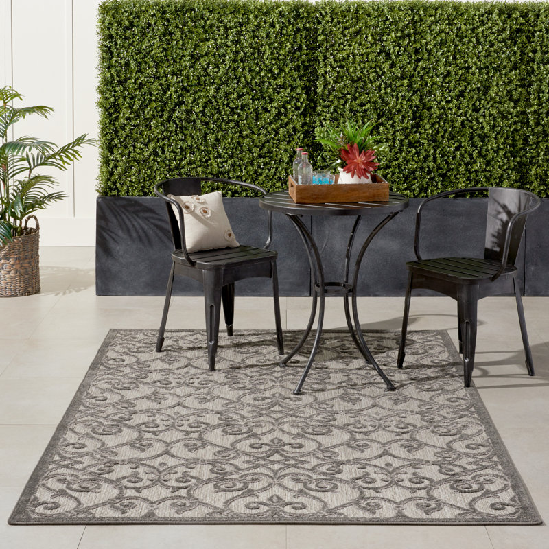 Steinsel Gray Indoor/Outdoor Area Rug, Rectangle 5'3" x 7'5"