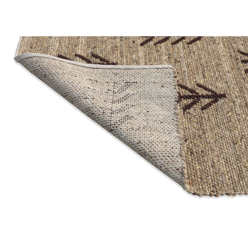 Swirl Moroccan Handmade Brown with Tribal Trees Kilim Wool Area Rug By Tufty Home, Square 6'