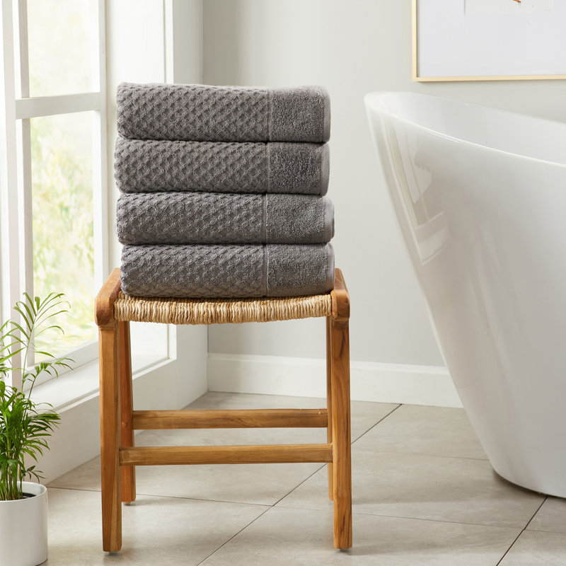 Ensemble de serviettes 100% coton ultra doux et absorbant, Gris foncé, Serviettes de bain - paquet de 4