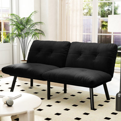 Lit contemporain noir multiforme avec dossier réglable, rembourrage en mousse et assemblage facile pour des espaces de vie polyvalents