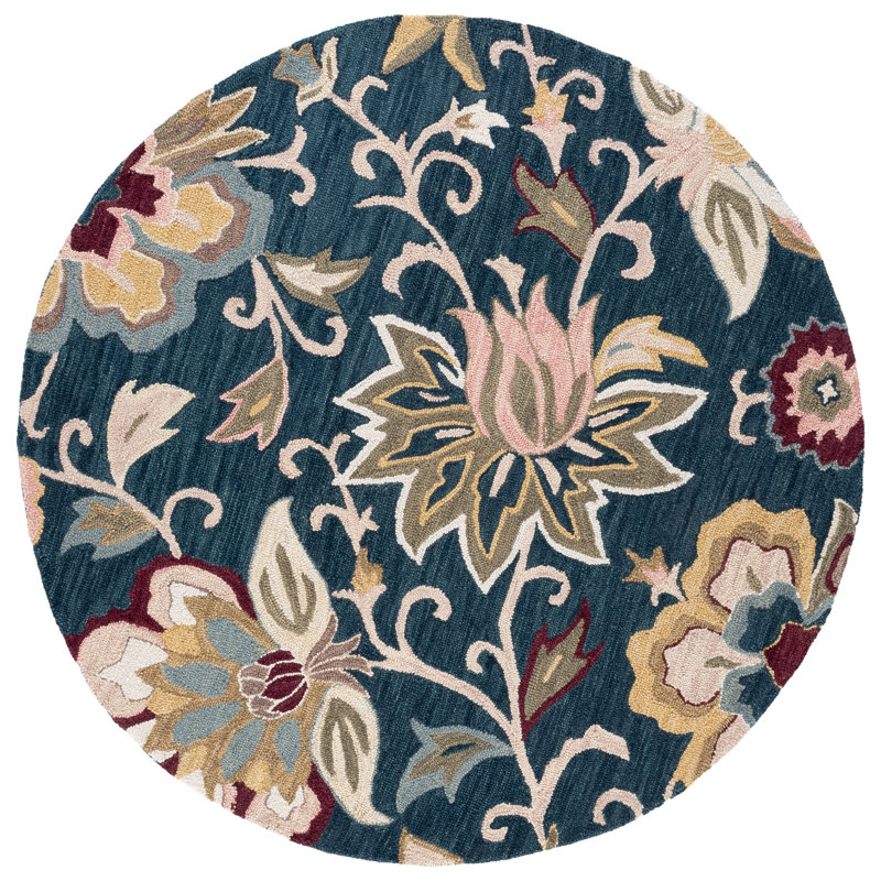 Blossom Hand Tufted Wool, Cotton Floral Indoor Rug, Round 6'