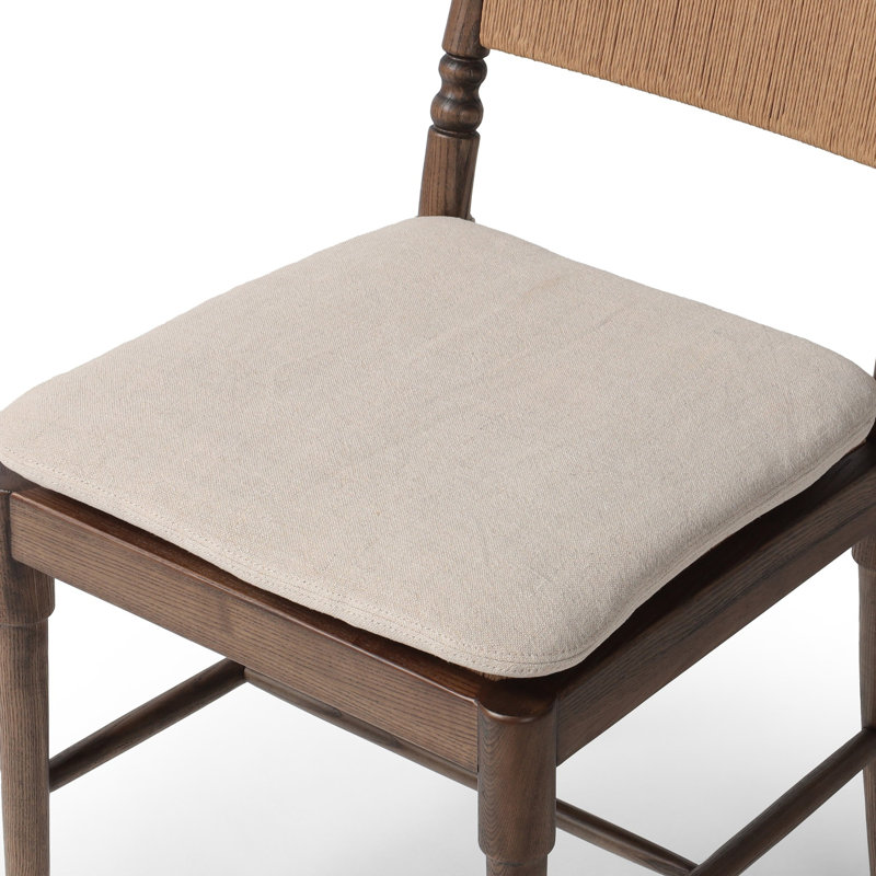 Fayth Dining Chair with Cushion, Dune Linen, Antique Walnut