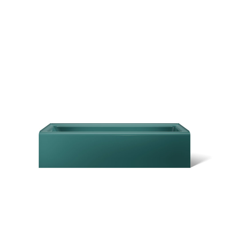 Bellwether® 60" x 30.25" Alcove Soaking Cast Iron Bathtub, Right, Teal
