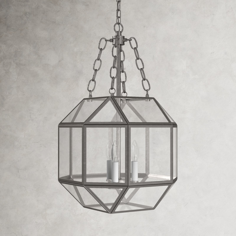 Reid Brushed Nickel 3-Light Geometric Glass Pendant