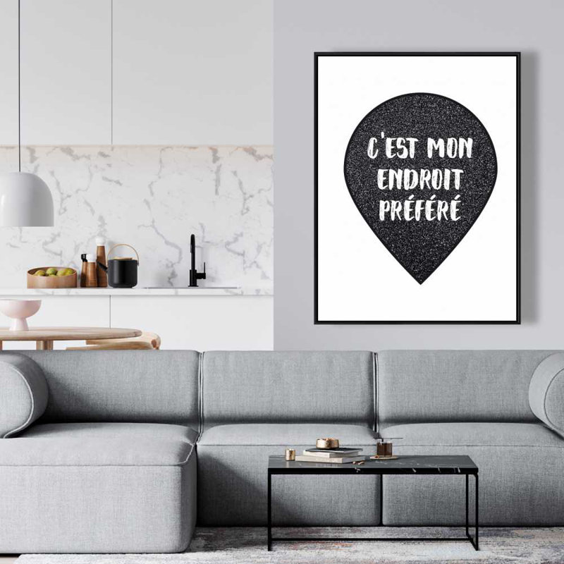 «It's my favorite spot» - Toile avec cadre noir Man | Décoration intérieure, H 49,25 po x l 37,25 po