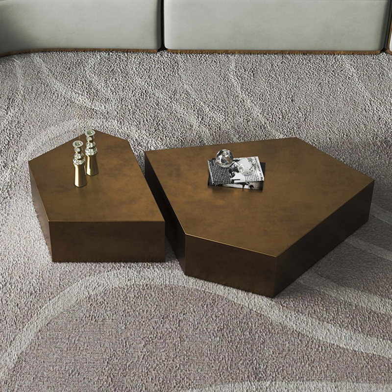 Italian industrial style coffee table set, Bronze