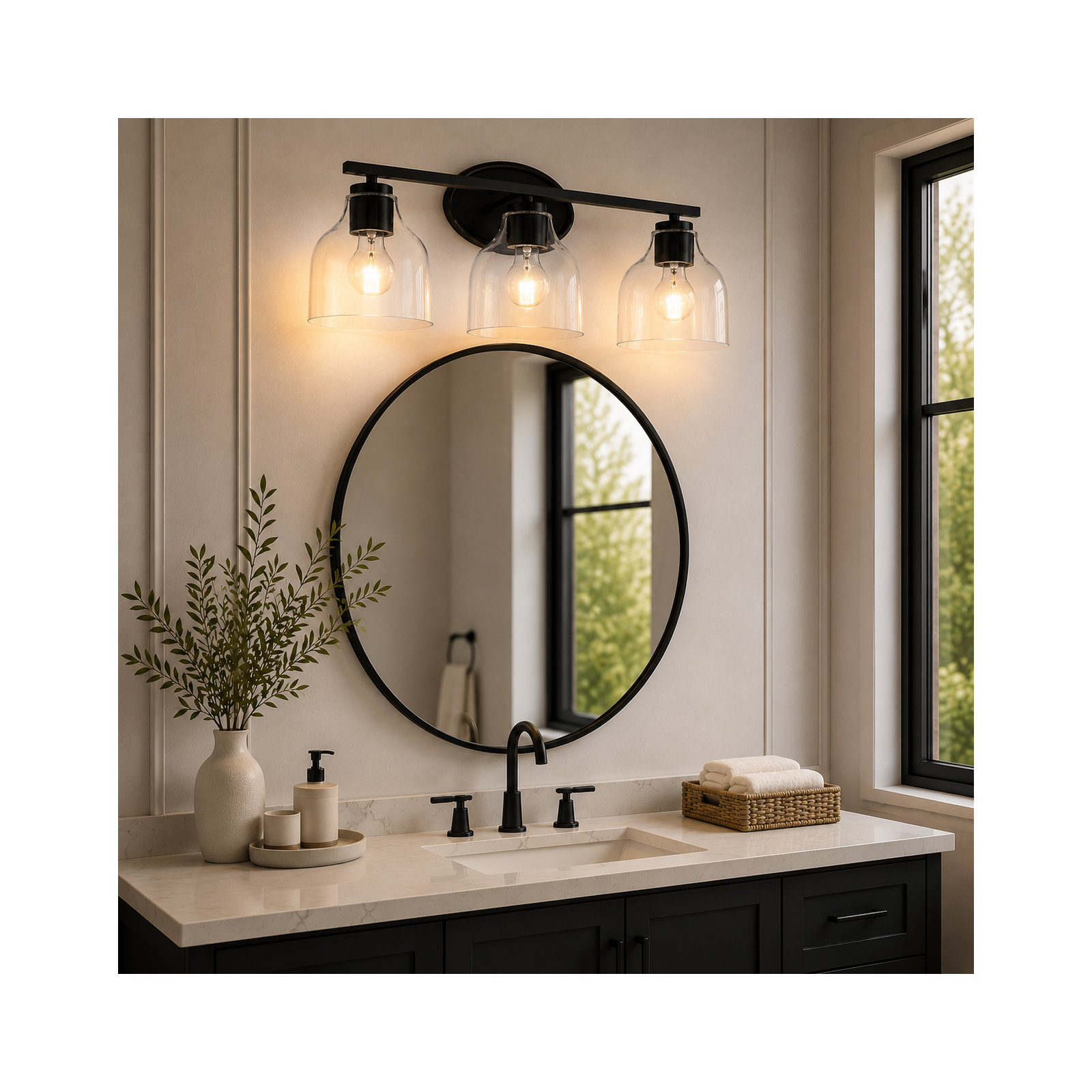 Dimmable Vanity Light, 3, Matte Black