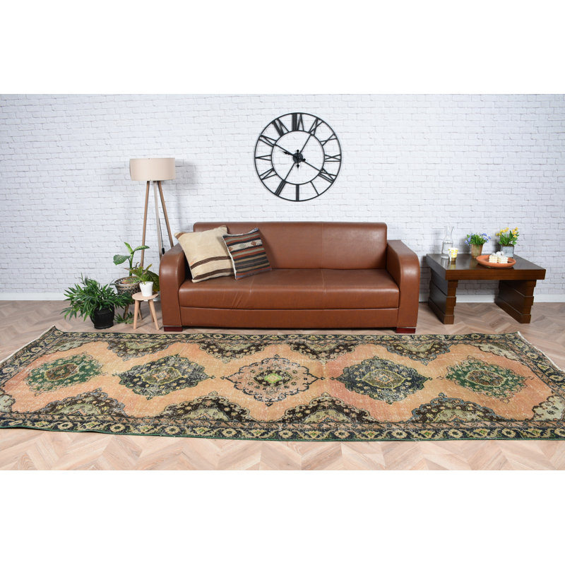Handmade Turkish Anatolian Wool Runner Rug in Red for Kitchen and Stairs