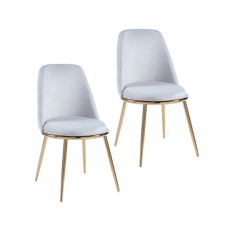 46cm H Velvet Upholstered Side Chair, Grey