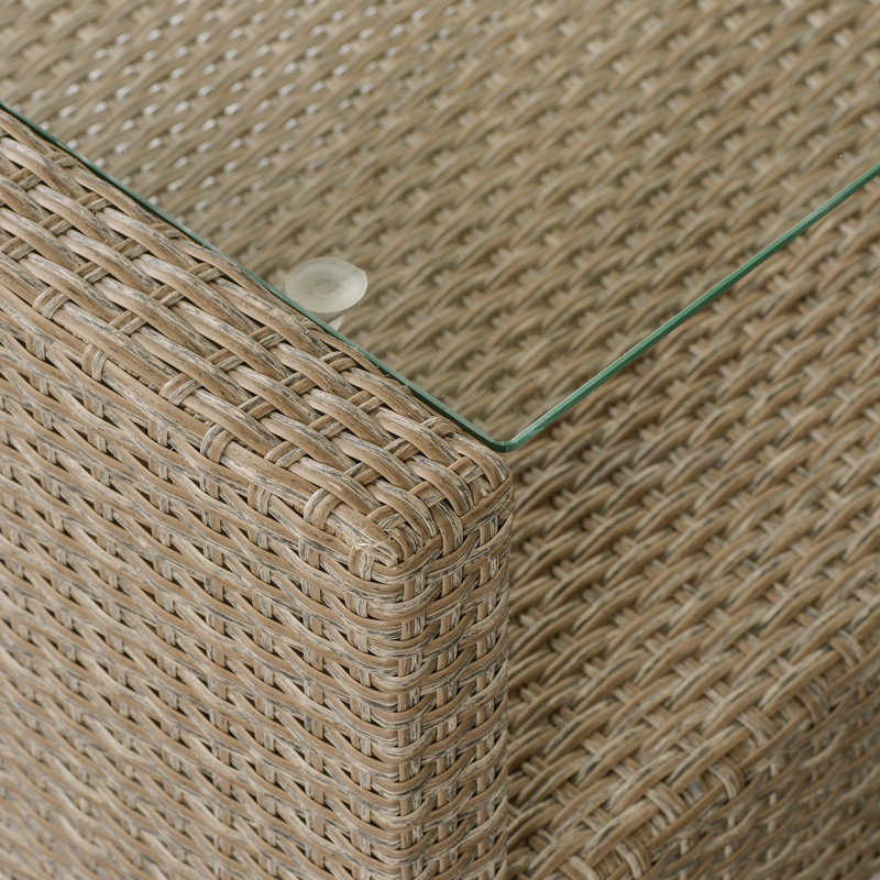 Extérieur, ensembles de meubles de patio, ensemble de conversation 4 pièces Canapé modulaire en osier avec coussins de siège (brun beige)