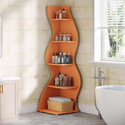 Bibliothèque et support d'angle à 5 niveaux 69,8 po pour salon
