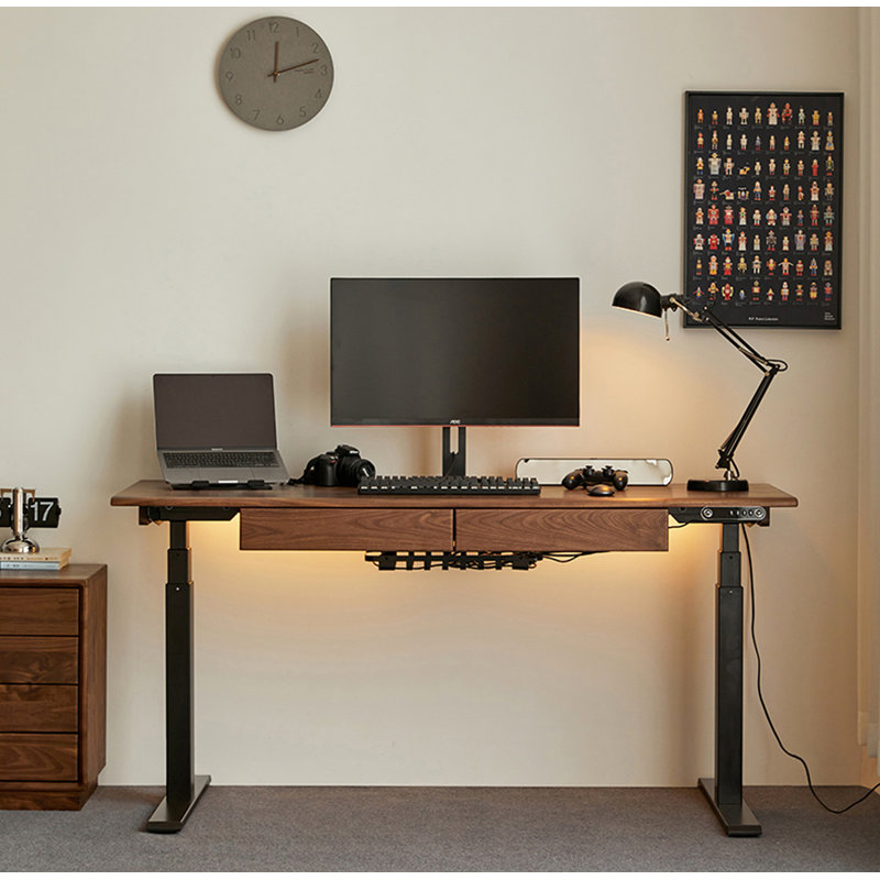 Bureau debout ajustable électrique en acier au carbone massif, H 23,6 po x l 55,1 po x P 23,6 po