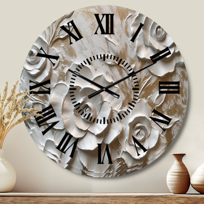 Horloge murale White Roses In Bloom