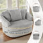 Ultra Plush Faux Rabbit Fur Oversized Swivel Barrel Chair with Three Pillows-2064079549