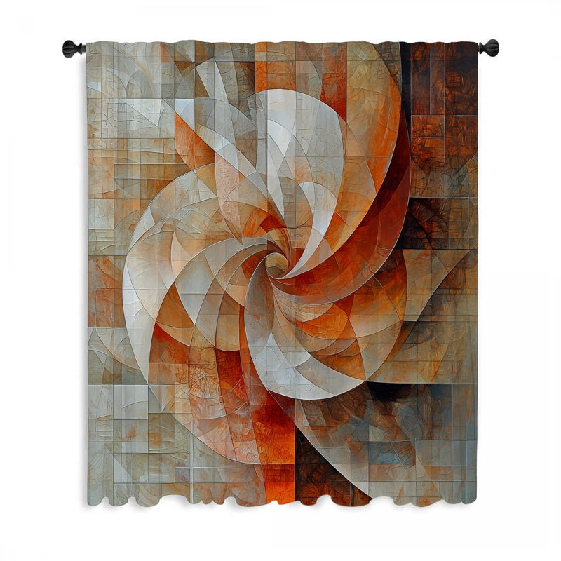 Spiral Design Window Curtains, Abstract Blockout & Sheer Curtains - 1 Panel, 50" W x 84" L