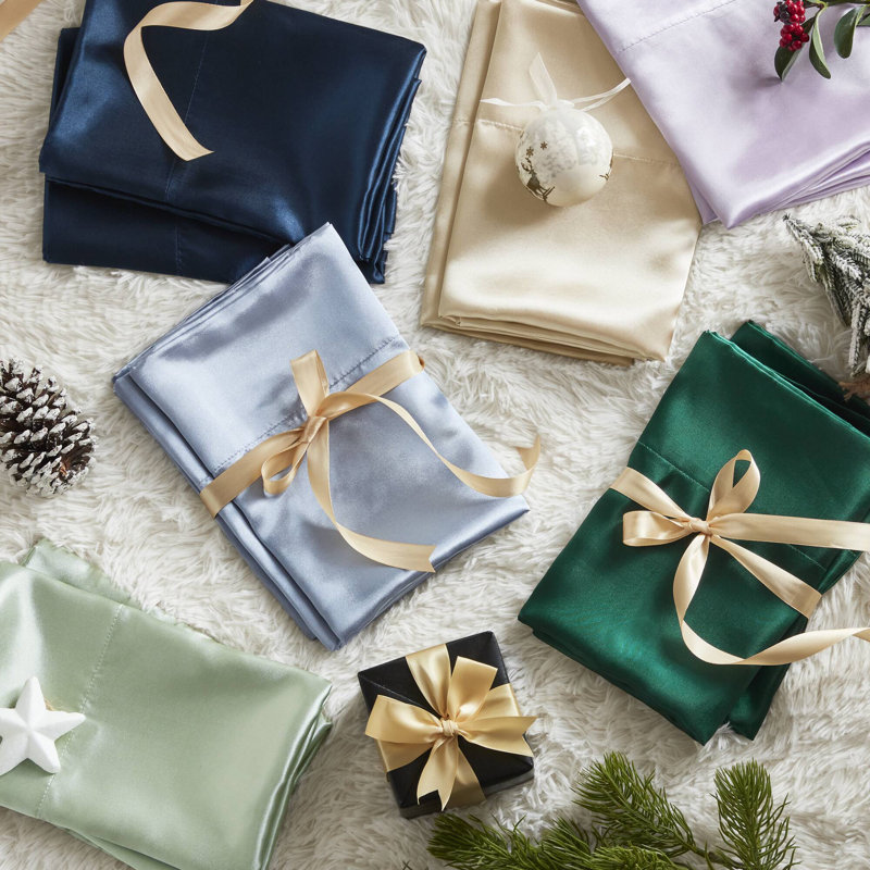 Navy Satin Standard/Queen Pillowcase Set