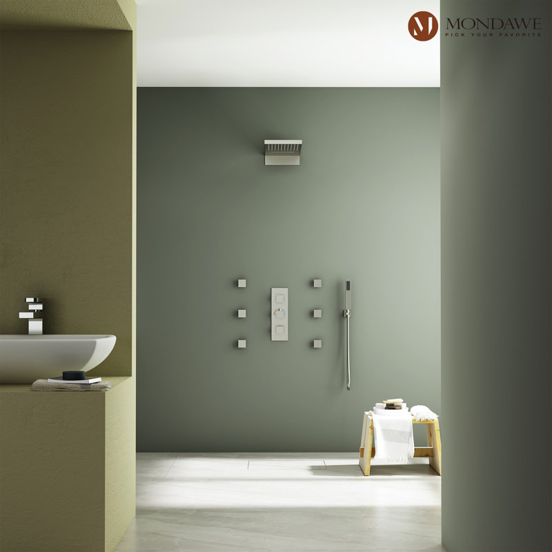 Herathena Complete Shower System with Rough in-Valve, Brushed Nickel