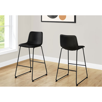 Modern Standing Chair With Black Leather Look Upholstery And Functionality Office In Cover Metal Legs