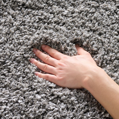 Tapis argenté à poils longs Assiya