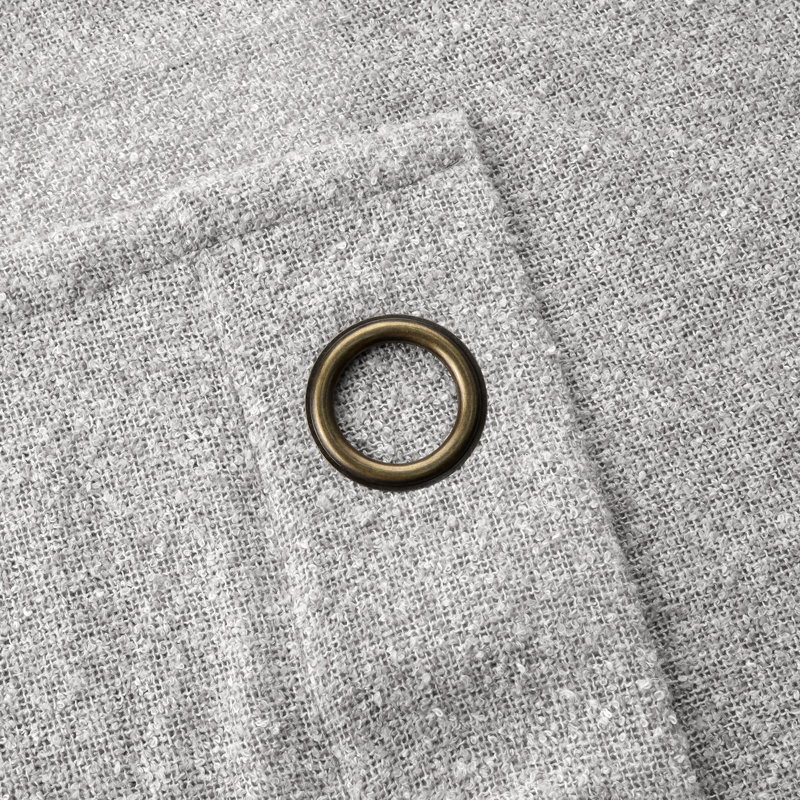 Weave Textured Cotton Linen Blend Grommet Semi Sheer Curtains, Gray, 52" W x 96" L