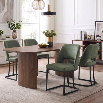 Ensemble de 4 chaises de salle à manger en similicuir, rembourrées et sans accoudoirs