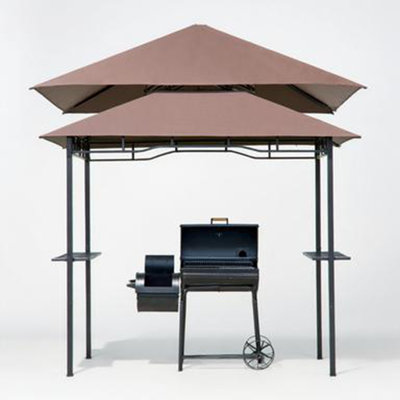 Pavillon de jardin avec double toit, auvent extérieur pour barbecue