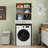 Over The Washer, Dryer And Robot Vacuum Storage Cabinet Suitable For Compact Washing Machines, Laundry Room Storage Organizer With 1 Door, A Adjustable Shelf And A Fake Drawer Design-Antique White