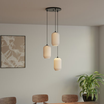 3-Light White Glass Pendant Light