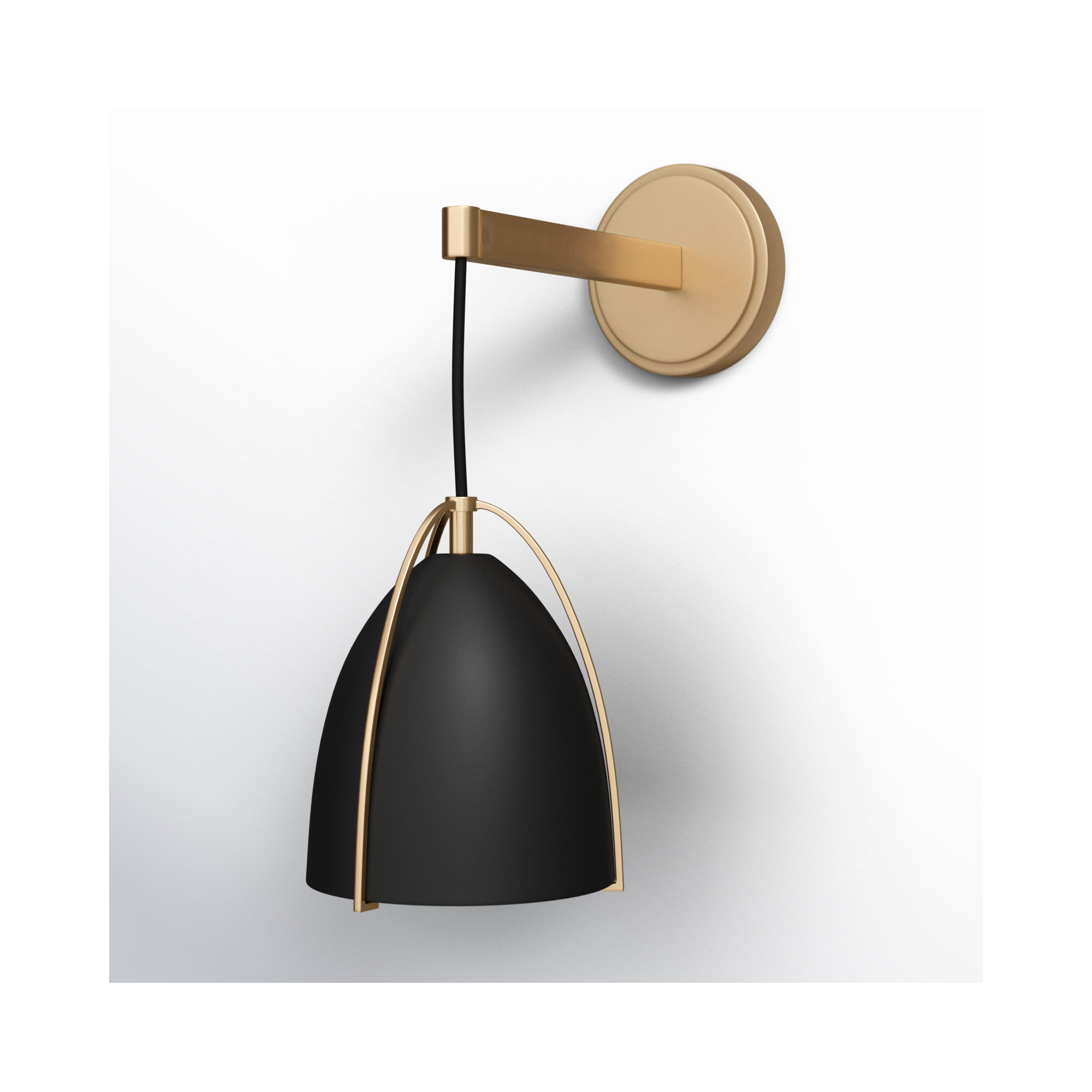 Nikki Single Dimmable Bath Sconce, Satin Brass, Steel Midnight Black , No