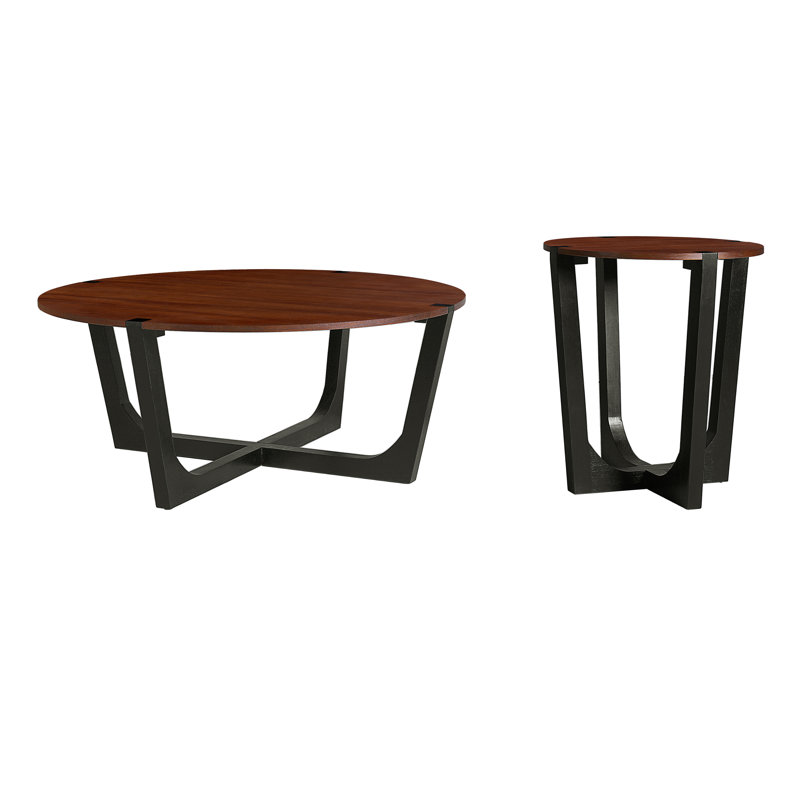 Ensemble de table de salon 2 pièces en bois d'acacia