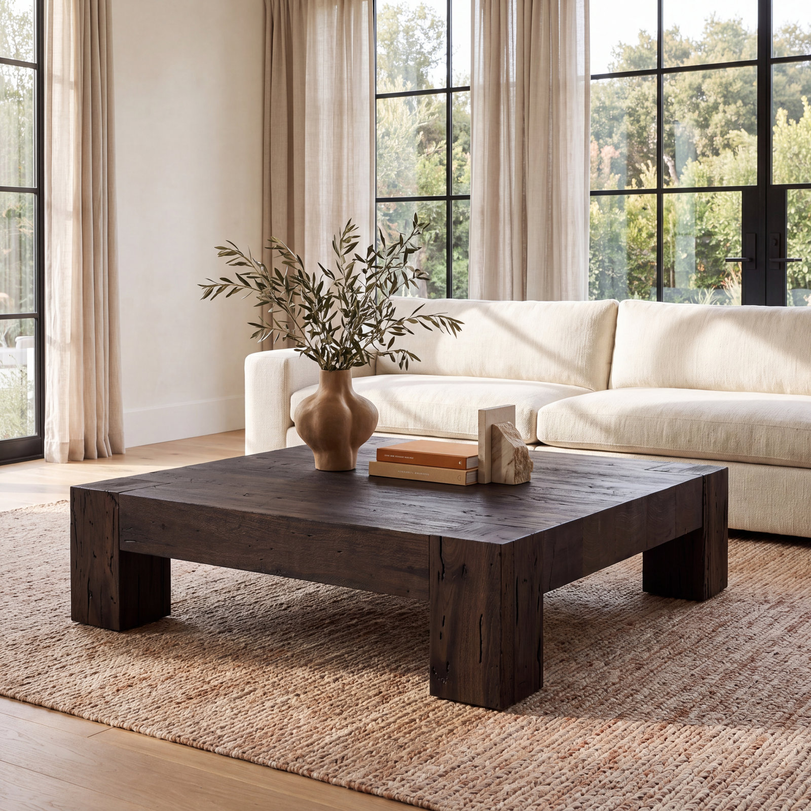 Lockney Single Coffee Table, Ebony Rustic Wormwood Oak