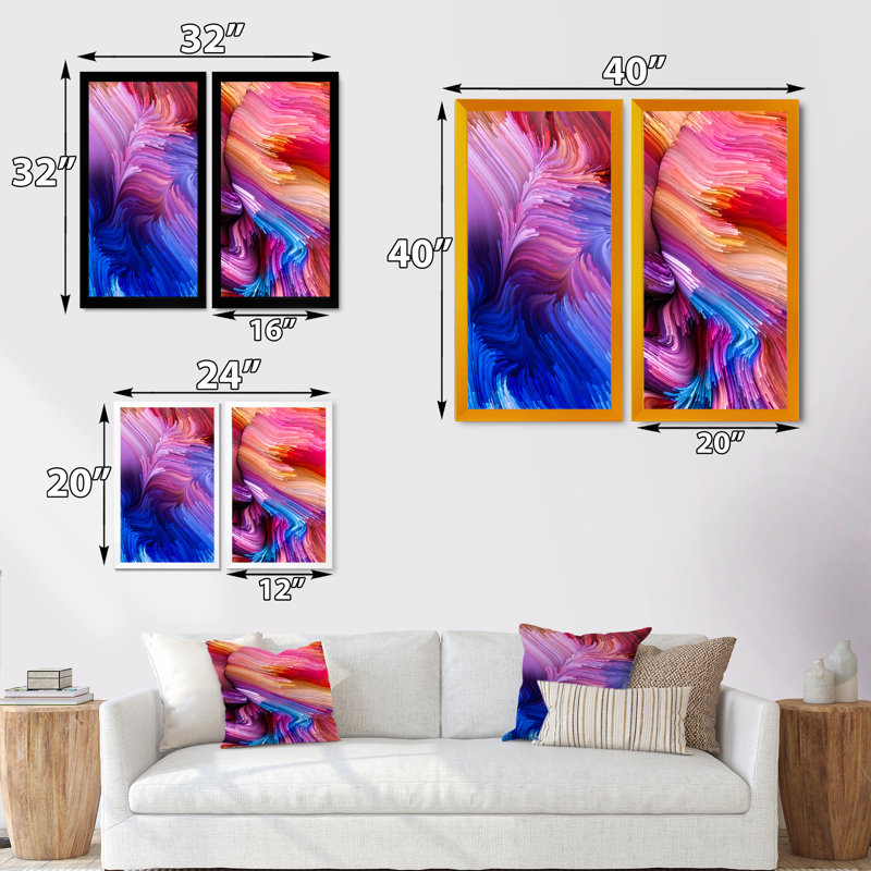 Ensemble de 2 reproductions d'art sur toile - Elegance of liquide Art X III, H 20 po x l 24 po x P 1 po, Cadre photo noir