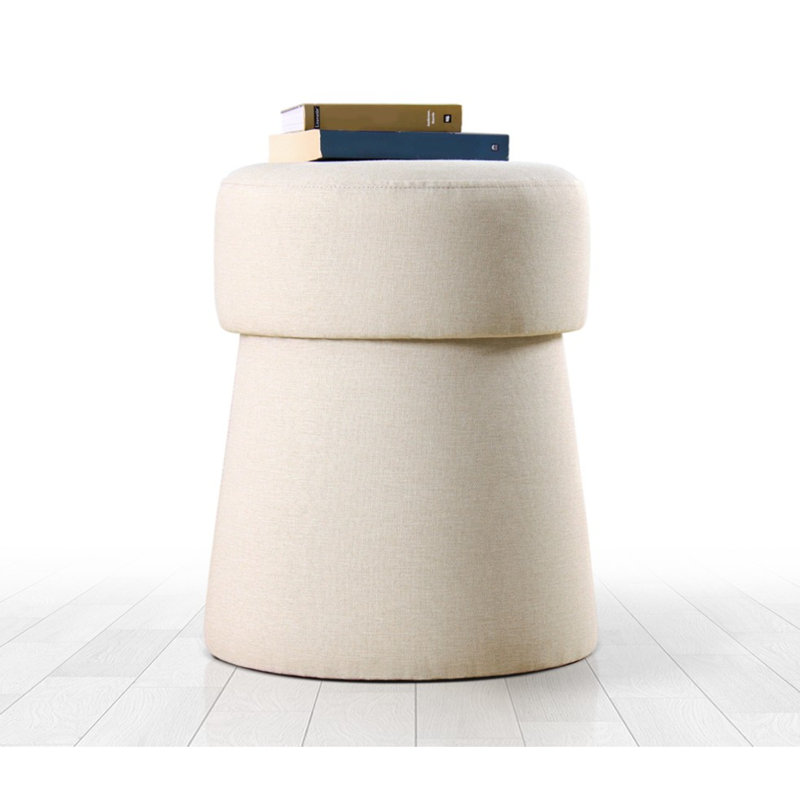 Stylish Pouffe Ottoman, Cream Color, 19.7 x 15.7 inches | 50% Cotton / 50% Linen, 2.4-inch PVC Coated Hidden Legs | 35 DNS Orthopedic Sponge, Perfect for Bohemian & Scandinavian Decor, Versatile Seating Option