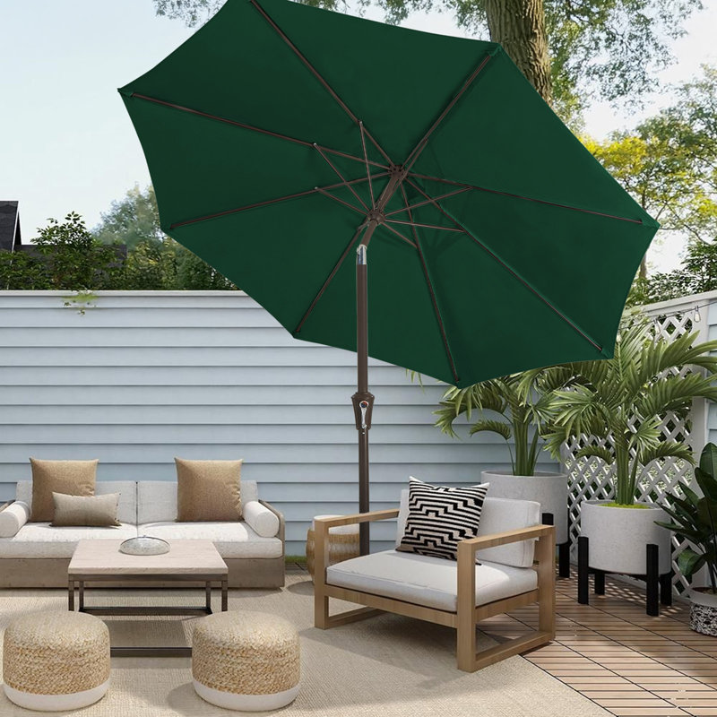 Parasol de marché inclinable Germar, Vert foncé, H 95,7 po x l 120 po x P 120 po