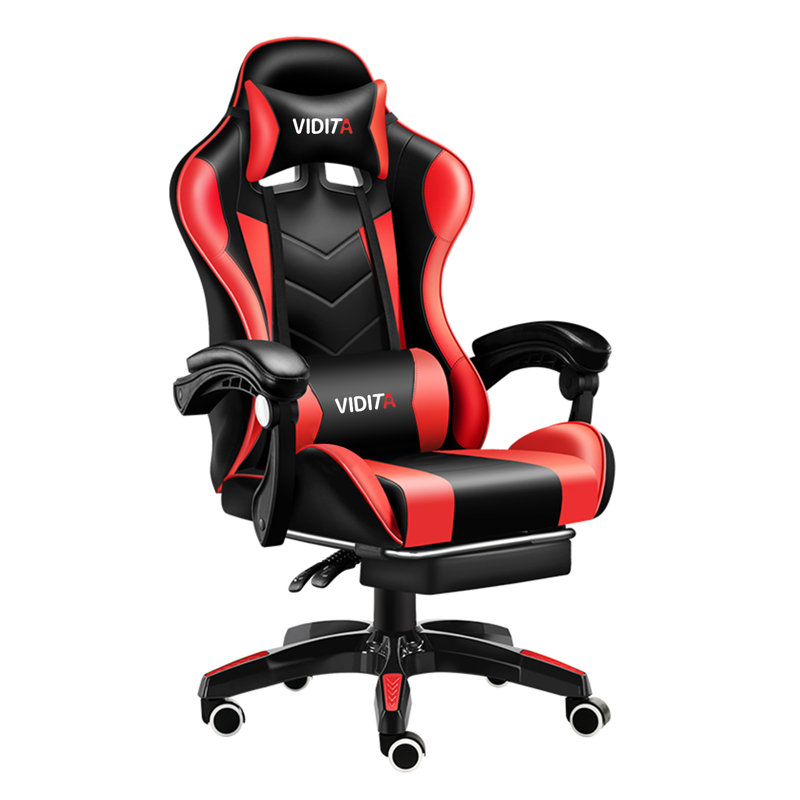 Ergonomic Gaming Chair High Back Office Chair with Lumbar Support & Footrest - Racing Style PU Leather Computer Desk Chair for Adults, Teens - Adjustable Swivel Home Gaming Chair